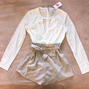 Long Sleeve Tie Playsuit